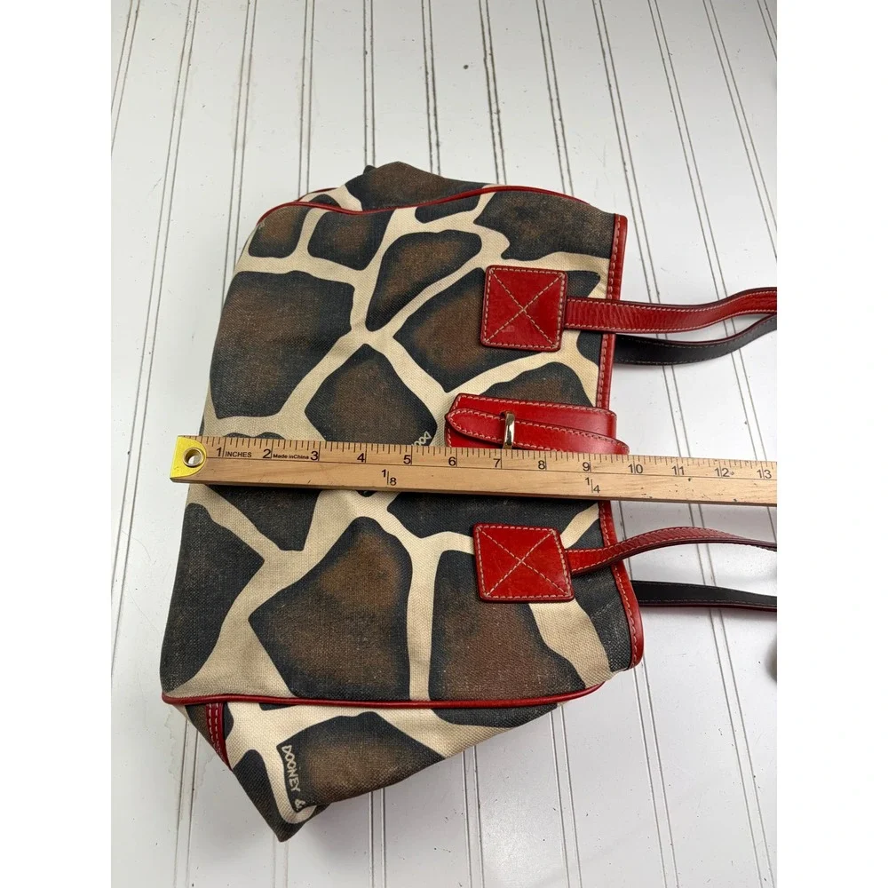 Dooney & Bourke Vintage Y2K Giraffe Print Canvas Leather Shoulder Tote Bag